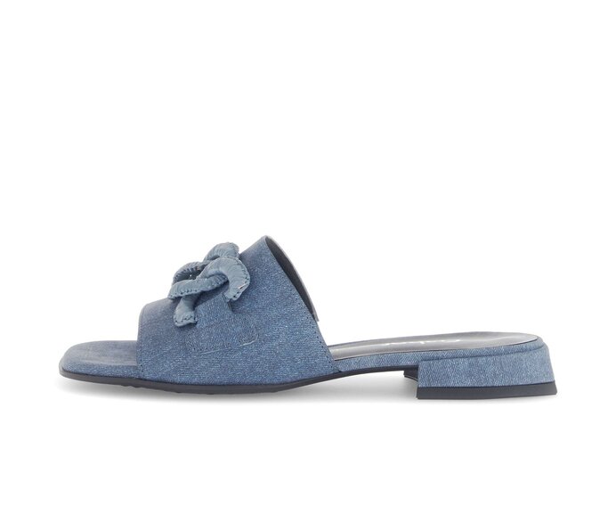 Gabor Damen Pantolette Blau - Materialmix Leder