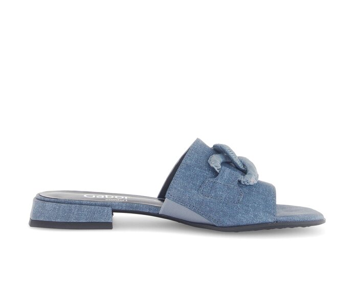 Gabor Damen  Pantolette Blau - Materialmix Leder