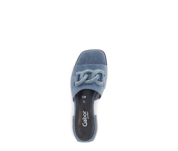 Gabor Damen  Pantolette Blau - Materialmix Leder