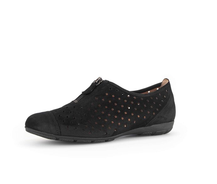 Gabor Damen  Sportliche Ballerina Schwarz - Rauleder