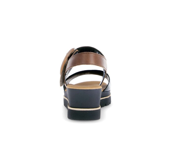 Gabor Damen  Plateau Sandale Schwarz - Materialmix Leder