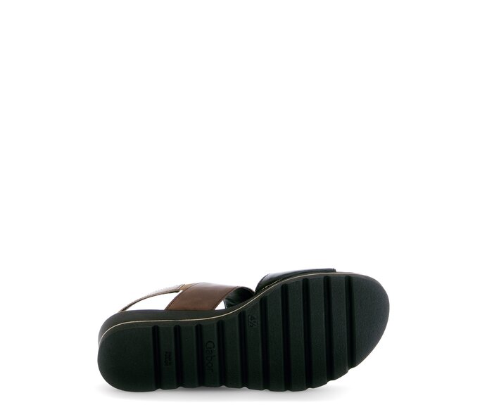 Gabor Damen  Plateau Sandale Schwarz - Materialmix Leder