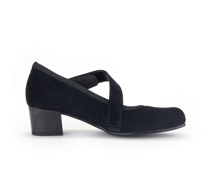 Gabor Damen  Spangenpumps Schwarz - Rauleder