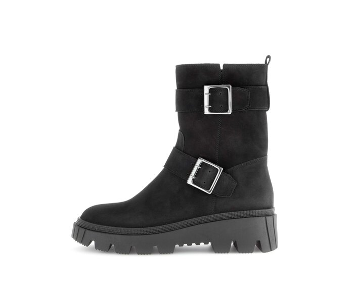Gabor Damen Biker Boots Schwarz - Rauleder