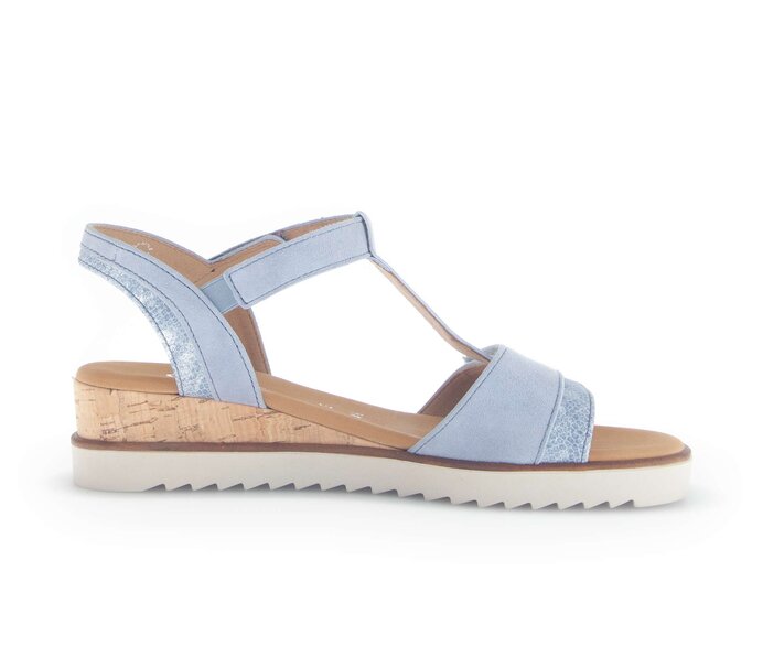 Gabor Damen  Riemchensandale Blau - Materialmix Leder