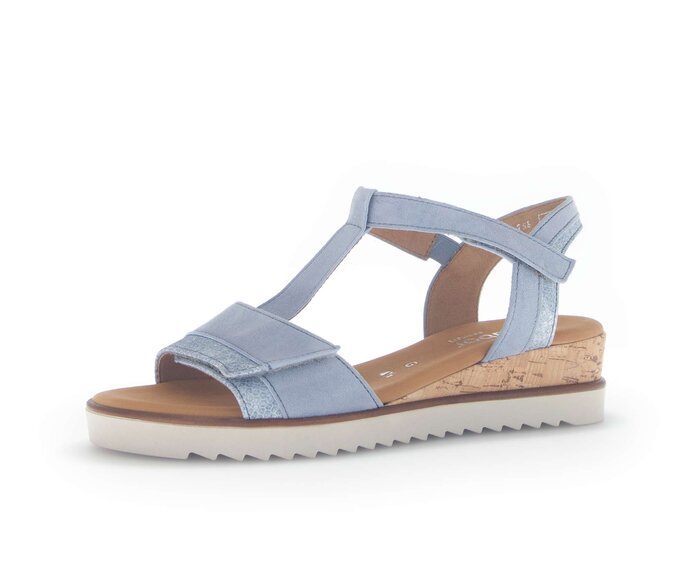 Gabor Damen  Riemchensandale Blau - Materialmix Leder